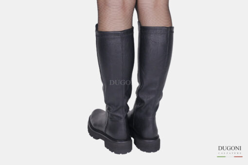 Stivale stretch nero con carrarmato </br> D1601 Scarpe donna