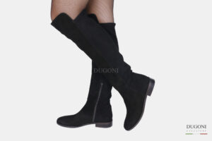 Stivale cuissard in camoscio nero con cerniera </br> D1603 Scarpe donna