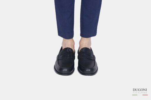 Mocassino in pelle nera_suola gomma   <br> U375 Calzature uomo
