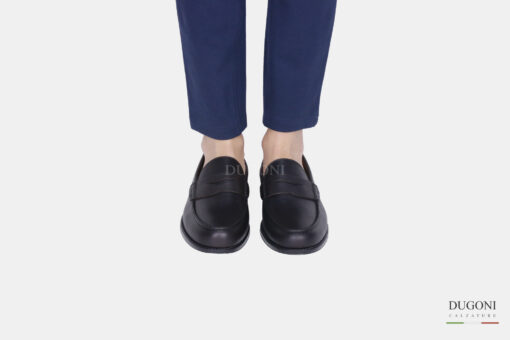 Mocassino  in pelle marrone_suola gomma  <br> U376 Calzature uomo