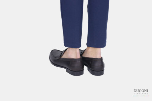 Mocassino  in pelle marrone_suola gomma  <br> U376 Calzature uomo