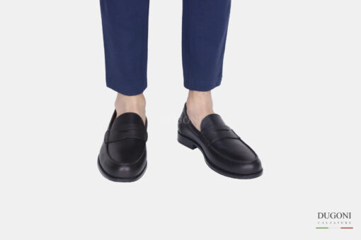 Mocassino  in pelle marrone_suola gomma  <br> U376 Calzature uomo