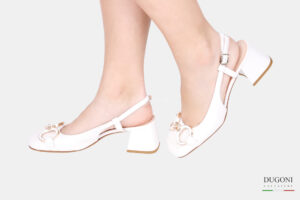 Slingback con accessorio in naplak bianca </br> D1622 Outlet