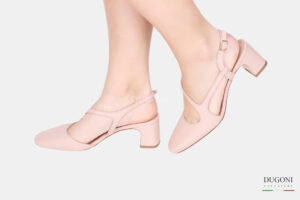 Slingback tonda con cinturino in pelle cipria </br> D1646 Outlet