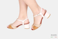 Sandalo in pelle marrone chiaro e avorio </br> D1661 Outlet