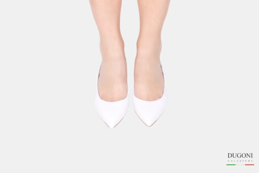 Slingback in pelle  bianca </br> D1620 COLLEZIONE SPOSA