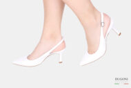 Slingback in nappa bianca </br> D1620 COLLEZIONE SPOSA