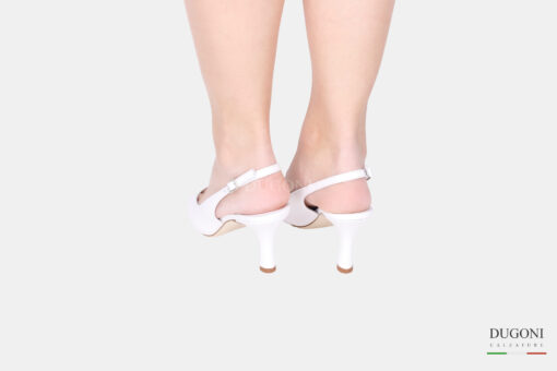 Slingback in pelle  bianca </br> D1620 COLLEZIONE SPOSA