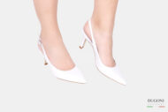 Slingback in nappa bianca </br> D1620 COLLEZIONE SPOSA