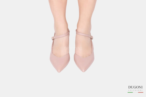 Slingback con cinturino in pelle cipria </br> D1639 COLLEZIONE SPOSA