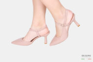 Slingback con cinturino in pelle cipria </br> D1639 COLLEZIONE SPOSA