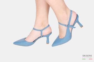 Slingback con cinturino in pelle blu fiordaliso </br> D1637 Mary Jane