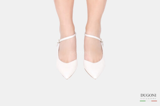Slingback con cinturino in pelle avorio </br> D1638 COLLEZIONE SPOSA
