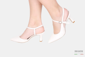 Slingback con cinturino in pelle avorio </br> D1638 COLLEZIONE SPOSA