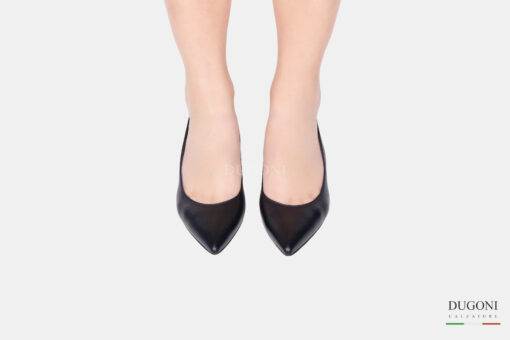 Slingback in pelle nera a rocchetto  </br> D1617 Scarpe donna