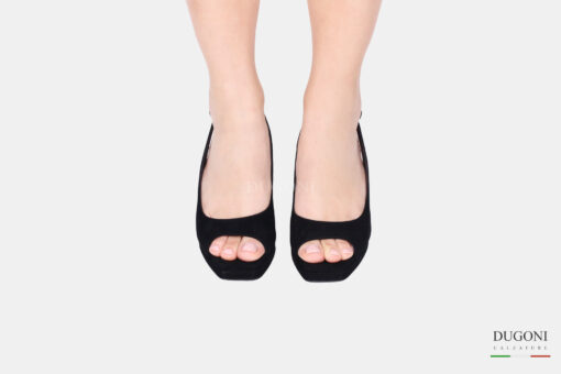 Slingback spuntata in camoscio nero </br> D1626 Outlet