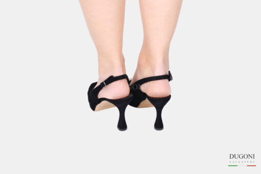 Slingback spuntata in camoscio nero </br> D1626 Outlet