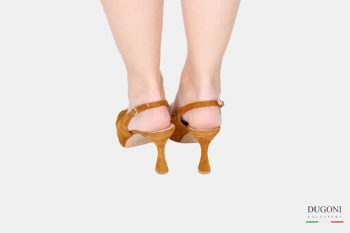 Slingback spuntata in camoscio marrone cuoio </br> D1627 Outlet
