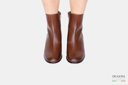 Tronchetto in  pelle gange marrone </br> D1664 Scarpe donna