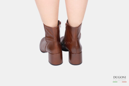 Tronchetto in  pelle gange marrone </br> D1664 Scarpe donna