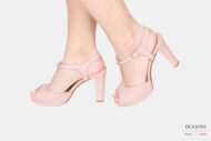 Mary Jane open toe in pelle cipria </br> D1633 COLLEZIONE SPOSA