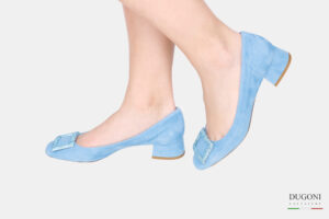 Décolleté strass in camoscio azzurro </br> D1651 Outlet