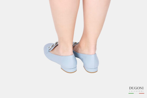 Mocassino con catena in pelle azzurro </br> D1613 Mocassini