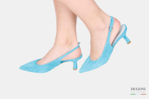 Slingback camoscio azzurro </br> D1615 Outlet