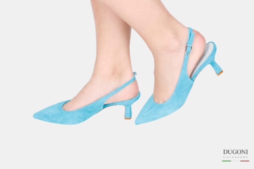 Slingback camoscio azzurro </br> D1615 Outlet
