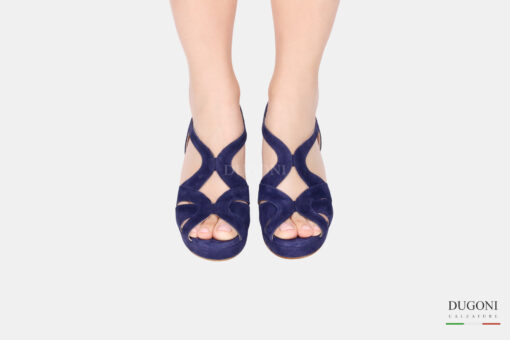 Sandalo con incroci in camoscio blu </br> D1668 Outlet