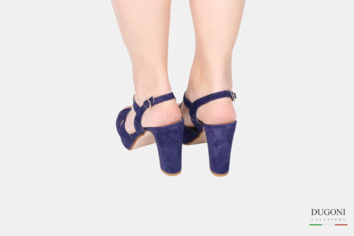 Sandalo con incroci in camoscio blu </br> D1668 Outlet