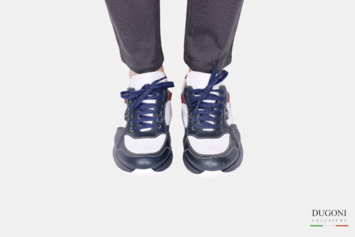 Sneakers in pelle blu – BELLO’ </br> U383 Calzature uomo