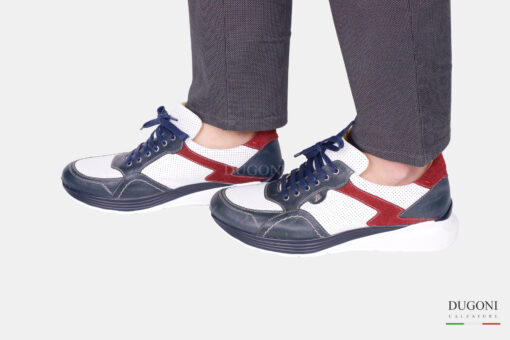Sneakers in pelle blu – BELLO’ </br> U383 Calzature uomo