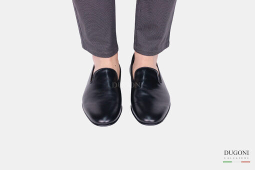 Mocassino in pelle nera liscia </br> U379 Calzature uomo