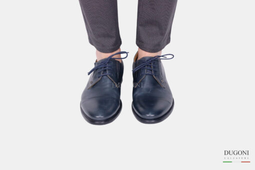 Derby in nappa guantino blu</br> U382 Calzature uomo