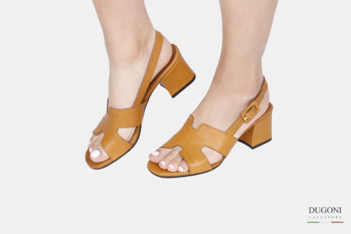 Sandalo in pelle marrone cuoio Legazzelle <br> D1681 Outlet