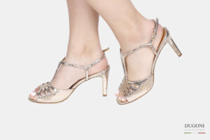 Sandalo in pelle stampata oro <br/>  D1674 COLLEZIONE SPOSA