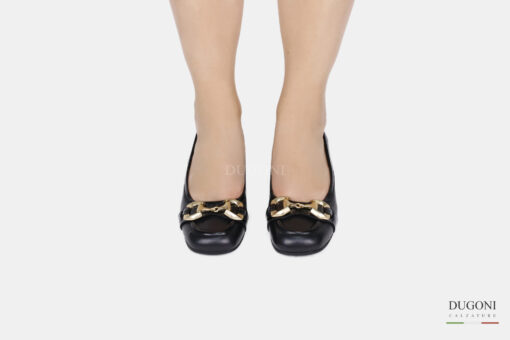 Décolleté in pelle nera con accessorio </br> <span>-lavorazione a sacchetto-</span>D1709 Outlet