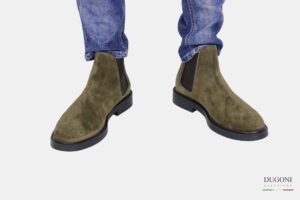 Stivaletto in camoscio verde con elastici _BRECOS   <br> U392 Calzature uomo