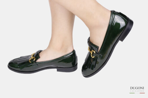 Mocassino in vernice galassia verde  </br> D1731 Mocassini