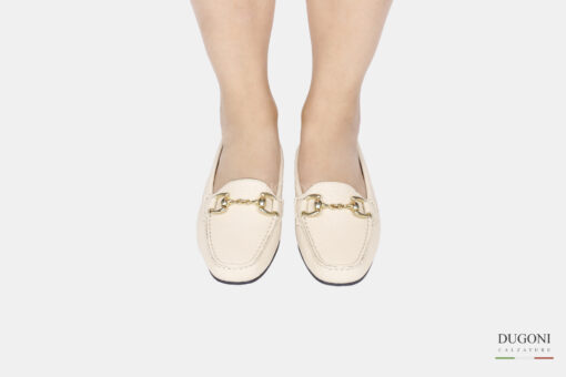 Mocassino tubolare in pelle beige_LIVERPOOL </br> D1738 Mocassini