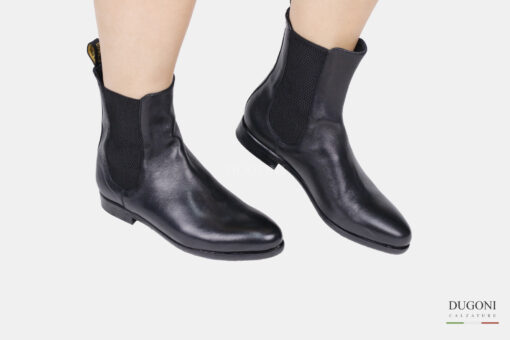 Stivaletto in pelle nera con elastici </br> D1743 Scarpe donna