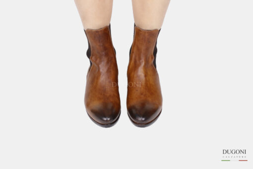 Stivaletto  in pelle marrone cuoio </br> D1744 Scarpe donna