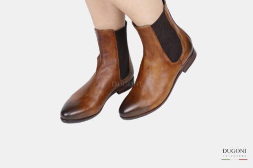 Stivaletto  in pelle marrone cuoio </br> D1744 Scarpe donna