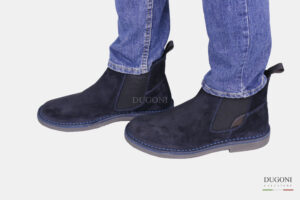 Scarponcino in camoscio blu con elastici  <br> U403 Calzature uomo