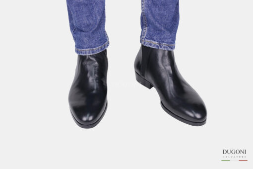 Stivaletto texano con elastici   in pelle nera </br> U407 Calzature uomo
