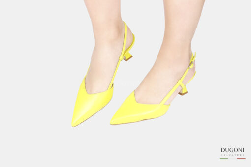 Slingback in pelle lime </br> D1757 Scarpe donna