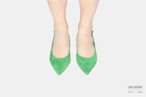 Slingback in camoscio verde smeraldo </br> -lavorazione a sacchetto-</br> D1761 Outlet
