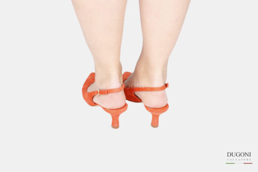 Slingback in camoscio arancione </br> lavorazione a sacchetto-<br/>D1763 Scarpe donna