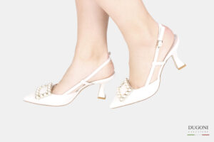 Slingback perle  in pelle avorio  </br> D1774 COLLEZIONE SPOSA